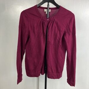 Ann Taylor Loft Womens Cardigan Sweater Size S Long Sleeve Cranberry Red Button